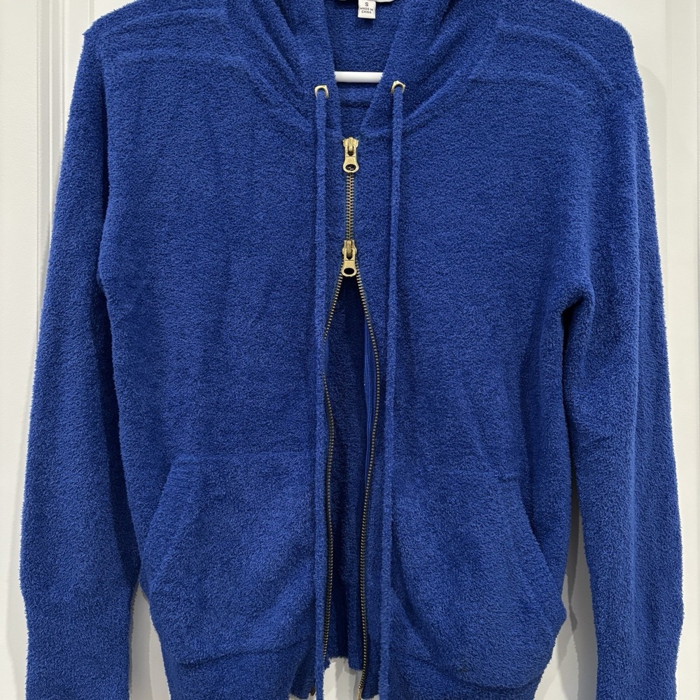 Cache Blue Terry Zip Up Hoodie Jacket Soft Cozy Y2K Retro Size S - Picture 5 of 11